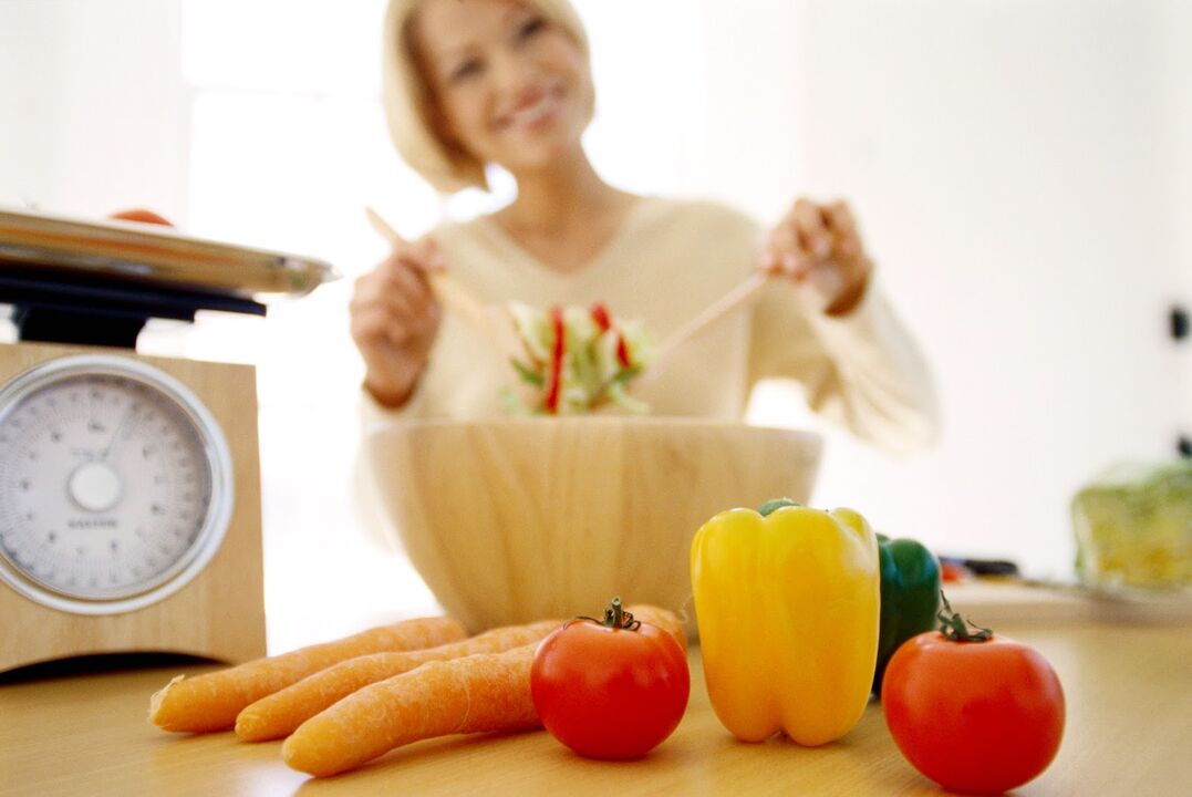 Woman diagnosed diabetes prepares food for diet